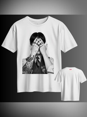 BTS arirang merch concert White Graphic T-Shirt with Black Photographic Print